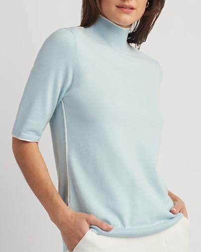 Image of Company Ellen Tracy Women's Women's Mock Neck Sweater, Carlee Elbow Sleeve Turtleneck Pullover Shirt Top