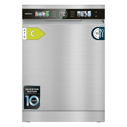 Cecotec Lavavajillas Compacto De 60cm Bolero Aguazero 6620 Inox C, 1850w, 15 Cubiertos, 8 Programas, Motor Inverter, Pantalla Fullcolor Xxl, Smart Wash, Turbo Dry , Autoclean, Media Carga, Delay Start