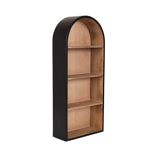 Kate and Laurel Arcott Modern Tall Arched Wall Shelf, 14 x 6 x 33, Black and Light Natural, Transitional Arch Wall Shelves for Over-the-Toilet Storage or Entryway Storage Shelf by Kate and Laurel - Used condition - US$174.11