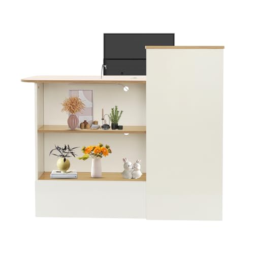 Warm White Reception Desk with Lights