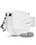 ONLYSEE Retractable Garden Hose Reel,20M Garden Hose Reel Wall Wounted,Self-Locking System/Auto Rewind/Wall loumted/180"Swivel Bracket/Multi-Function Spray Nozzle for Garden Lawn Garage Watering