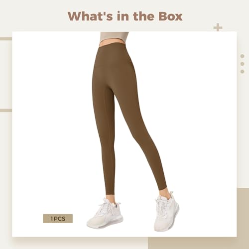 Legging de yoga marron extensible : confort galbant taille haute