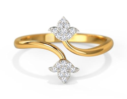 Image of Heer Collection Cubic Zirconia Adjustable Golden Lotus Design Ring For Men And Women