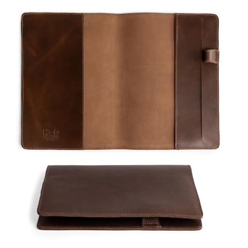 Image of Hide & Drink, Case for Hardcover Leuchtturm A5 (5.75 x 8.25 in.) Notebook, Protective Cover for Journal, Personal Planner, Full Grain Leather, Handmade Writing Accessory (Bourbon Brown, A5)