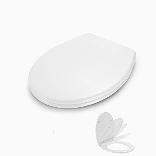 Tapa de wc, Dalmo DBTS07TY Polipropileno Asiento para Inodoro en Forma de O con PP Liberación Rápida Tapa y Asiento para Inodoro con Cierra Suave y Silencioso Fácil de Instalación y Limpieza