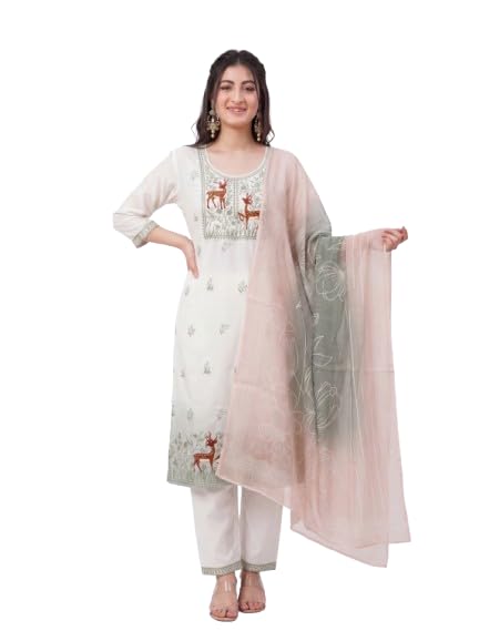 80's vibes Women's Rayon Cotton Blend Embroidered Straight Kurta Pant with Printed Dupatta Set | Ethnic Salwar Suit for Festive, Office & Casual Wear-picture-16