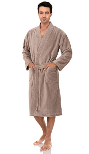 Towelselections Men's Kimono Robe, Soft Cotton Luxury Bathrobe Medium/Large Beige-Cream #TOP3