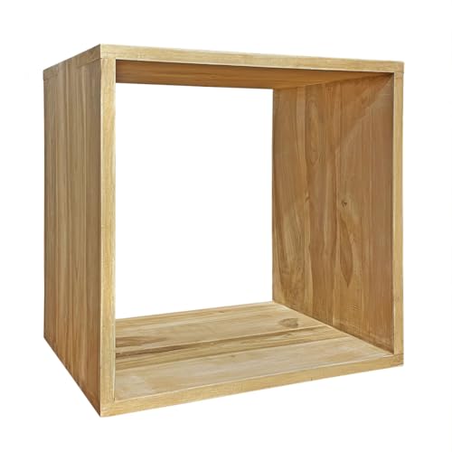 Meubletmoi Etagère 1 Case Cube de Rangement carrée 47 x 47 cm en Bois de Teck Massif - Décoration Naturelle et Exotique pour Chambre et Salon - Tetra