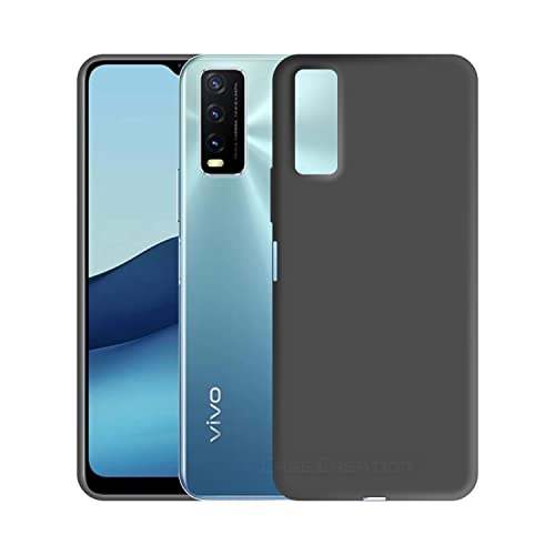 Image of Case Creation Liquid TPU Silicone Cover for VivoY20 Soft Case,Anti-Dirty Slim Case Frosted Matte Cute Candy TPU Raised Bezel (Splash of Color) Back Case Cover for Vivo Y20 -Black