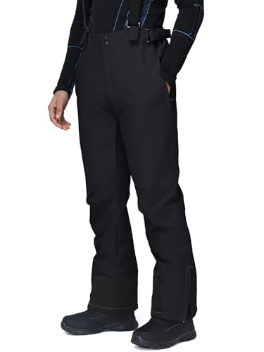 GS SNOWING Men's Snow Insulated Pants Winter Warm Ski Pant Outdoor Waterproof Snowboard Bibs with Suspenders Black XL