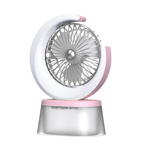 Ventilador portátil con luz alimentado por pilas, ventilador personal silencioso, tanque de 600 ml, aire acondicionado recargable por USB, con 3 velocidades para uso en interiores y exteriores