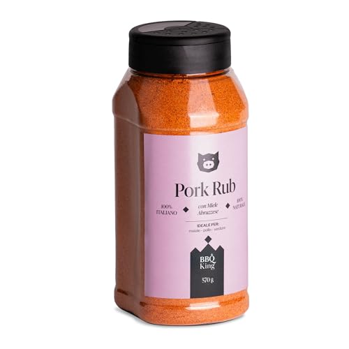 BBQ KING - Pork Rub 570 Gr Pack, Dry Rub Bbq Pork Ideal para Barbacoa y Parrilla, Juego de especias de cocina 100% Made in Italy, Mezcla de especias para cerdo, cordero o verduras