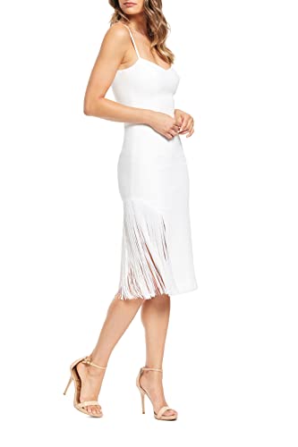 Dress The Population Women's Rory Sweetheart Crepe Midi Dress, Off White, Medium #TOP1