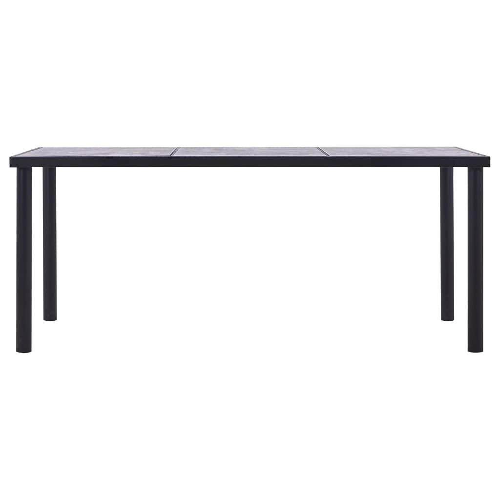 Stół do jadalni czarny i szary betonowy 180 x 90 x 75 cm, płyta MDF z rysunkiem słojów drewna, stabilna rama metalowa, nowoczesny stół kuchenny, trwałe meble do jadalni