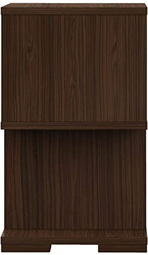 Image of Super Mart Engineered Wood Contemporary Bedside Table - Walnut Finish, Stylish and Durable Nightstand for Bedroom, Modern Design, Functional Storage Solution for Home Decor