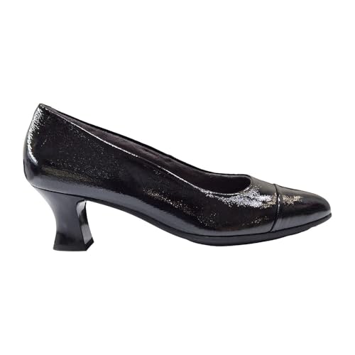 PITILLOS - Zapatos de Salón Mujer Modelo 10850 Negro Charol | Tacón Cómodo | Hecho en España - Cuero para: Mujer Color: Negro/Negro Talla: 39
