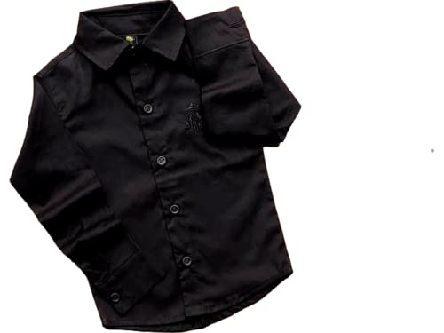 Camisa Social Masculina Infantil Manga Longa Preta Tamanho 1 ao 8 (8)