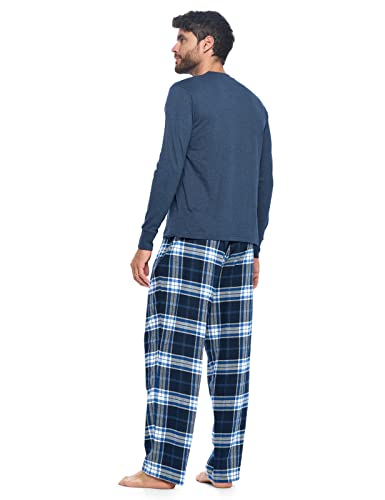 Ashford & Brooks Mens Flannel Pajamas Set, Jersey Cotton Long Sleeve Top & Plaid Pants Flannel Pjs Sets3