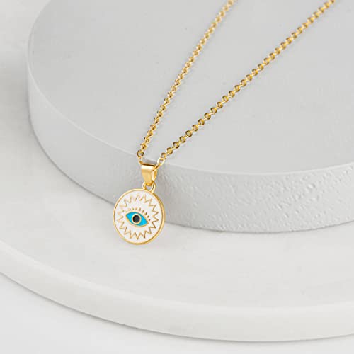 Enamel Evil Eye Necklace For Women Jewelry Evil Eye Sun Luck Charm Enamel Chain Necklace Tarnish Free Evil Eye Charms Blue Eyes Pendant Protect Me Eye Necklace #TOP2