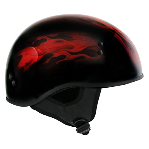 Hot Leathers Hld1018 Black 'Red Flame Skull' Motorcycle Dot Approved Skull Cap Half Helmet For Men And Women Biker - 2X-Large #TOP3