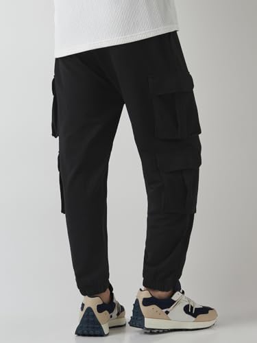 Image of Bewakoof Air 1.0 Men's Solid Super Loose Fit Poly Cotton Cargo Joggers