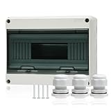 KERWINN 12 Way Distribution Protection Box,ABS/PC Alloy Plastic Transparent Cover Circuit Breaker Box IP66 Waterproof Distribution Box with DIN Rail and Waterproof Connector