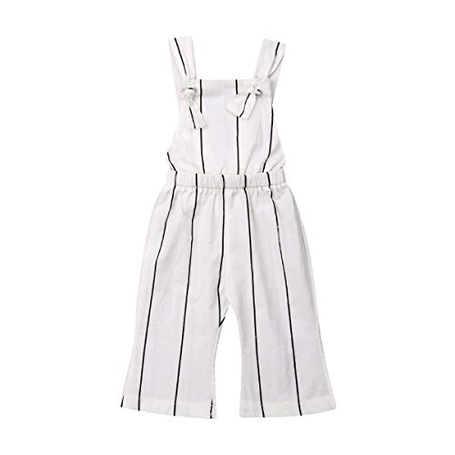 Toddler Baby Girls Halter Romper, Kids Sleeveless Striped Bell-Bottom Jumpsuit Pants Overalls Outfits