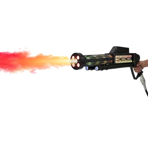 50W CO2 Handheld Fog Machine,Smoke and Flame Machine CO2 Fog Cannon Gun with Blue LED Lights DJ Effects Fogger Smoke Gun for Concerts, Stage Performances