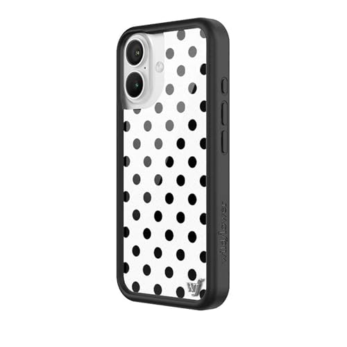 Image of Wildflower Cases - Compatible with iPhone 16 | Protective Black Bumper, 6.5ft Drop Test Certified, Women Owned Small Business | Spots Aesthetic Trendy Cute | Polka Dot - White & Black