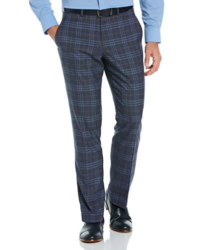 Perry Ellis Men's Slim Fit Heathered Windowpane Plaid Stretch Pant
