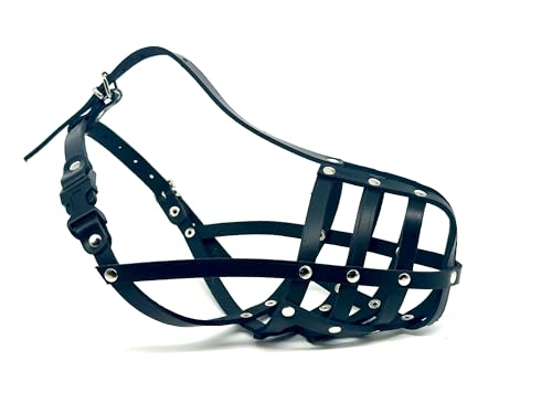 L&J Pets Uk Muselière légère en cuir véritable pour Bull Terrier anglais et autres museaux similaires (noir, BT2)