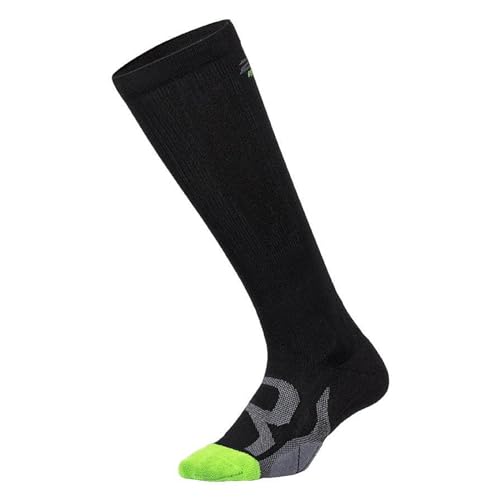 2XU Unisex Recovery Compression Socks - Enhance Muscle Recovery & Performance - Black/Grey - Size Medium 1