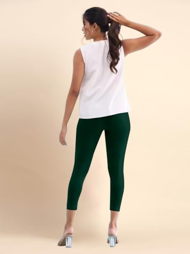 Image of TRENDMALLS Women's Microfiber Elastane Stretch Soft Cropped Leggings with Ultrasoft Waistband for Women
