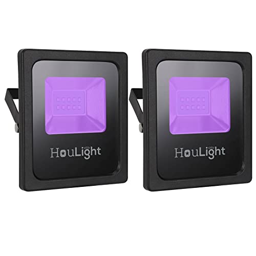 Image of UV LED Black Light, 2-Pack HouLight High Power 10W LED Blacklight for Blacklight Party Supplies, Neon Glow, Glow in The Dark, Birthdays, Blacklights, Curing