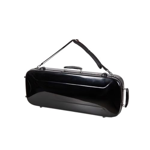 Image of Crossrock Fiberglass Rectangular Mandolin Case for F-Style (Fits Gibson F5, L /R Hand) | Black Gloss, Forest Green Velvet, TSA Lock, Hygrometer, Backpack Straps - Pro Travel Series (CRF2020UMFBK-R)