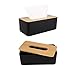 MOCHTERO Tissue Box Cover,Tissue Holders,Tissue Box Holder for Bathrooms,Bamboo Cover Plate,Home and Office,9.7 * 5 * 3.6in (Black)