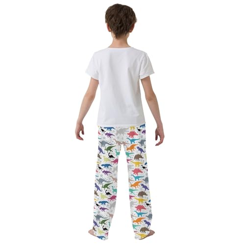 ZZXXB Dinosaur Colorful Print Boys Long Pants Soft Trousers Elastic Waist Kids Lounge Bottoms with Pockets S-XL3