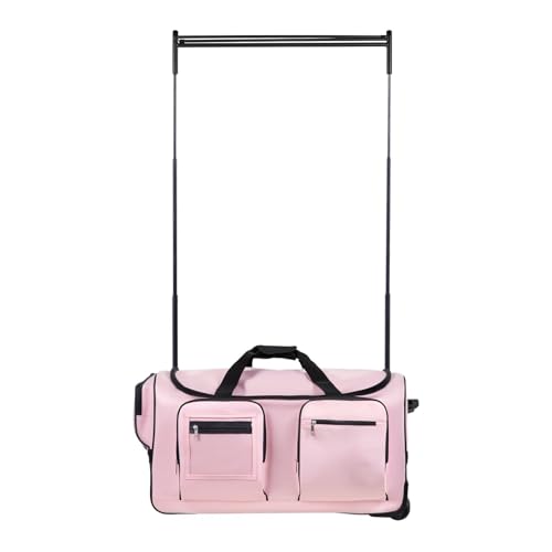 29 Inch Dance Bag with Garment Rack Rolling Duffle with Privacy Curtain Pink