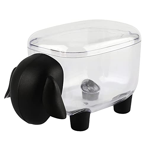 SANON Cotton Pads Holder, Makeup Organiser Case Sheep Shape Cotton Bud Swab Holder and Multipurpose Cylinder Storage Box with Plastic Lids (Black)