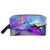 Moonlit Canoe Allagash River Imprimé Voyage Cosmétique Maquillage Sac Organisateur Case   Grande Capacité Portable et Élégant Organisateur de Rangement, Peinture Aurore boréale, Taille unique