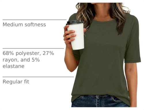 Image of ANRABESS Womens Half Sleeve Tops Crewneck Shirts Basic Fit Work Tee