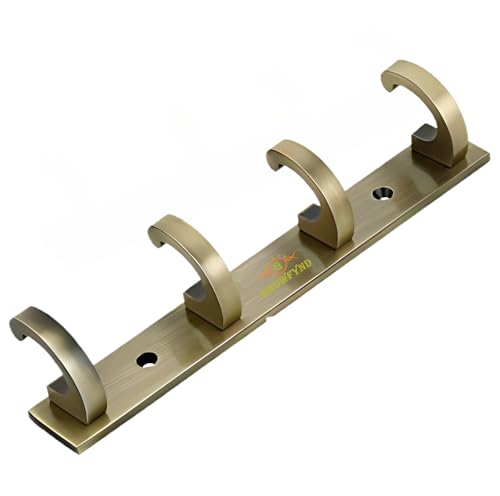 Image of Heavy Duty C Type Stainless Steel Cloth Hanger Suitable for Bathroom Bedroom Kitchen Wall Hook Rail Hanging Scarf Coat Keys Tie, Towel Door Robe (4 Pin Antique, Pack of 1)