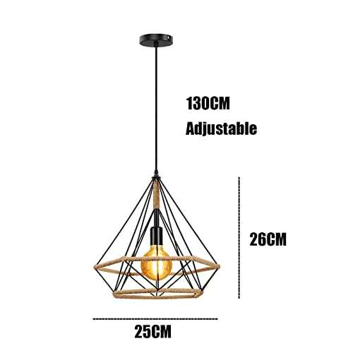 Lustre rustique d'exception avec suspension cage en diamant et fer - 3