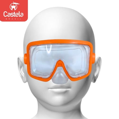 Kit Mergulho Infantil Máscara Snorkel Laranja Verde Piscina Praia Castela