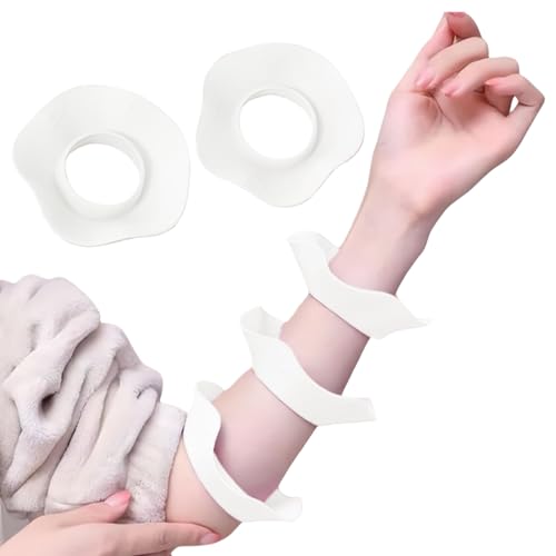 Face Washing Wristbands for Women and Teens,7.28''-8.86''Wrist,White Flower Silicone Guard to Stop Water Drips and Wet Sleeves,Keeps Sleeves Dry for Skincare