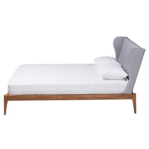 Baxton Studio Royce Bed (Platform), Queen, Light Grey/Ash Walnut #TOP3