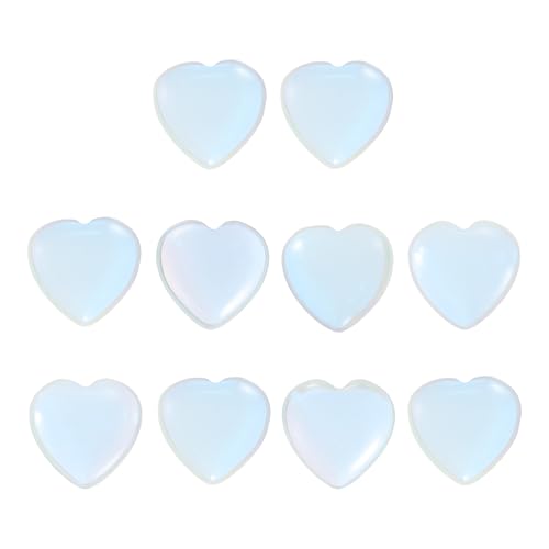 Cadeaux de méditation équilibrante pour apaiser l'esprit | Lot de 10 cœurs en cristal naturel