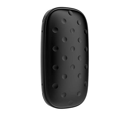 OKCS Handwärmer mit Lampe und stylsichen Dellen - Powerbank 5200 mAh und 2A elektronischer Taschenwärmer externer Akku USB Portable kompatibel mit iPhone, iPad, iPod/Galaxy etc. Schwarz