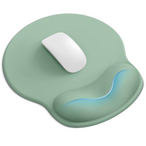 Image of Mouse Pad with Wrist Rest, Ergonomic Mouse Pads for Desk, Office Non-Slip Mousepad with Gel Wrist Support(Green, 10.6''L x 9''W)