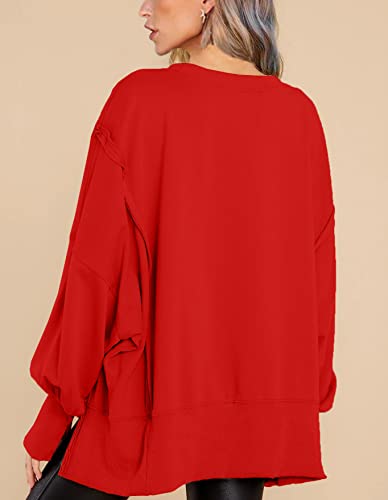 Image of BWQ Womens Oversized Sweatshirt Crewneck Long Sleeve Shirts Pullover Sweatshirts S-2XL